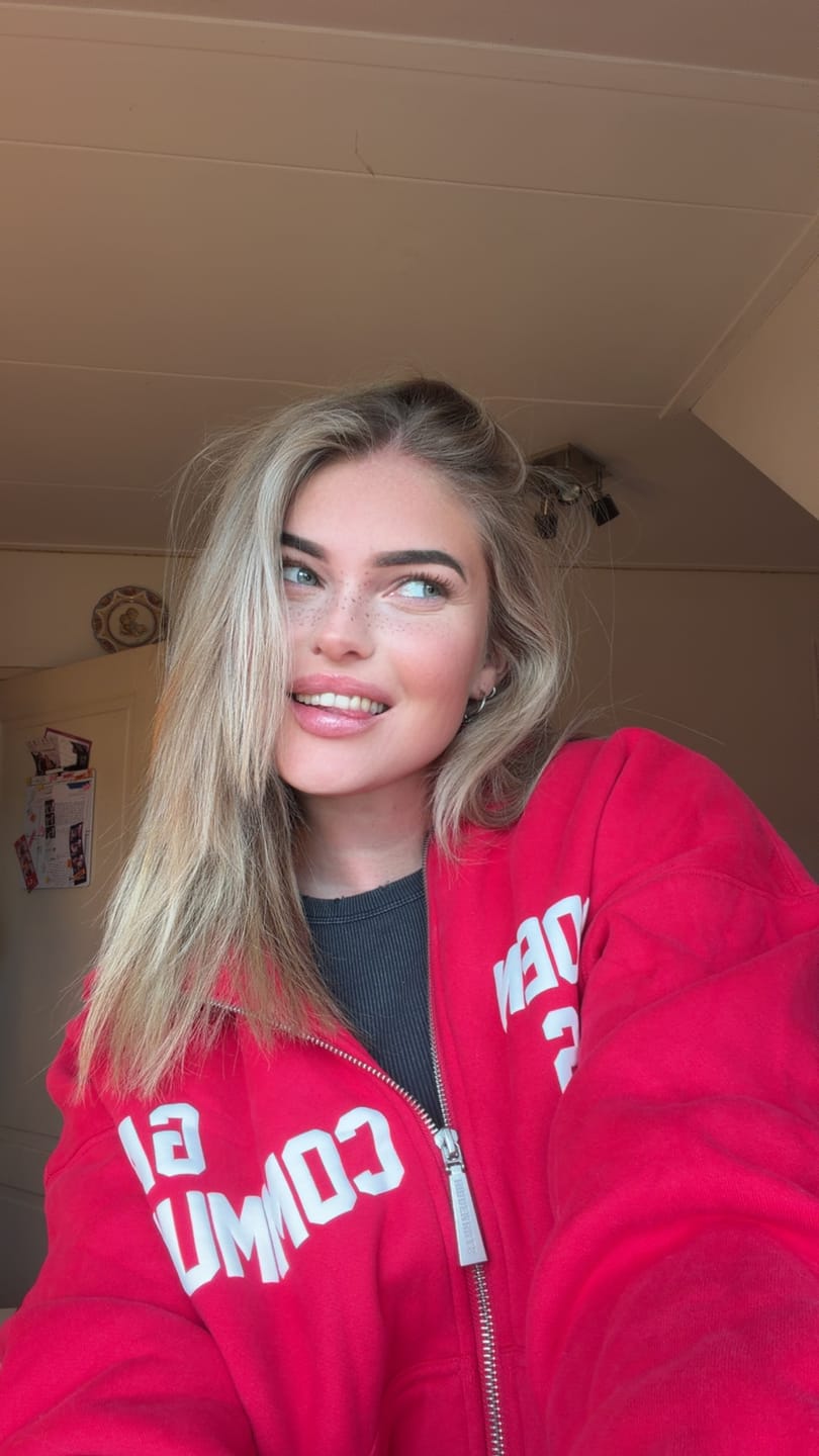 Customer photo review of GATED COMMUNITY ZIP HOODIE RASPBERRY RED