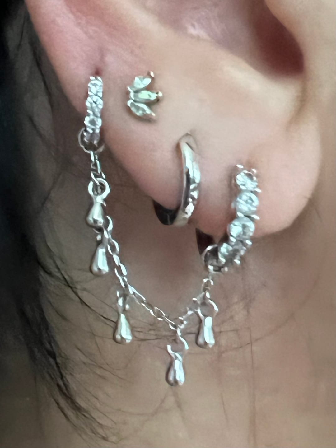 Customer photo review of INDRA Droplet Earring Chain