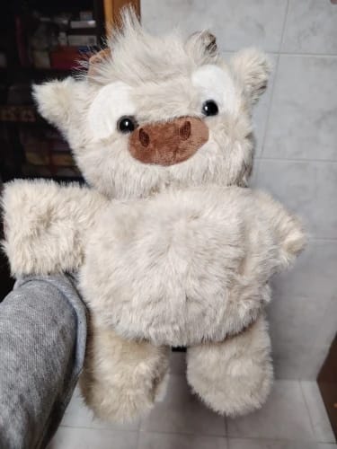 Customer photo review of La peluche vache qui court quand on l’agite | Floomie®