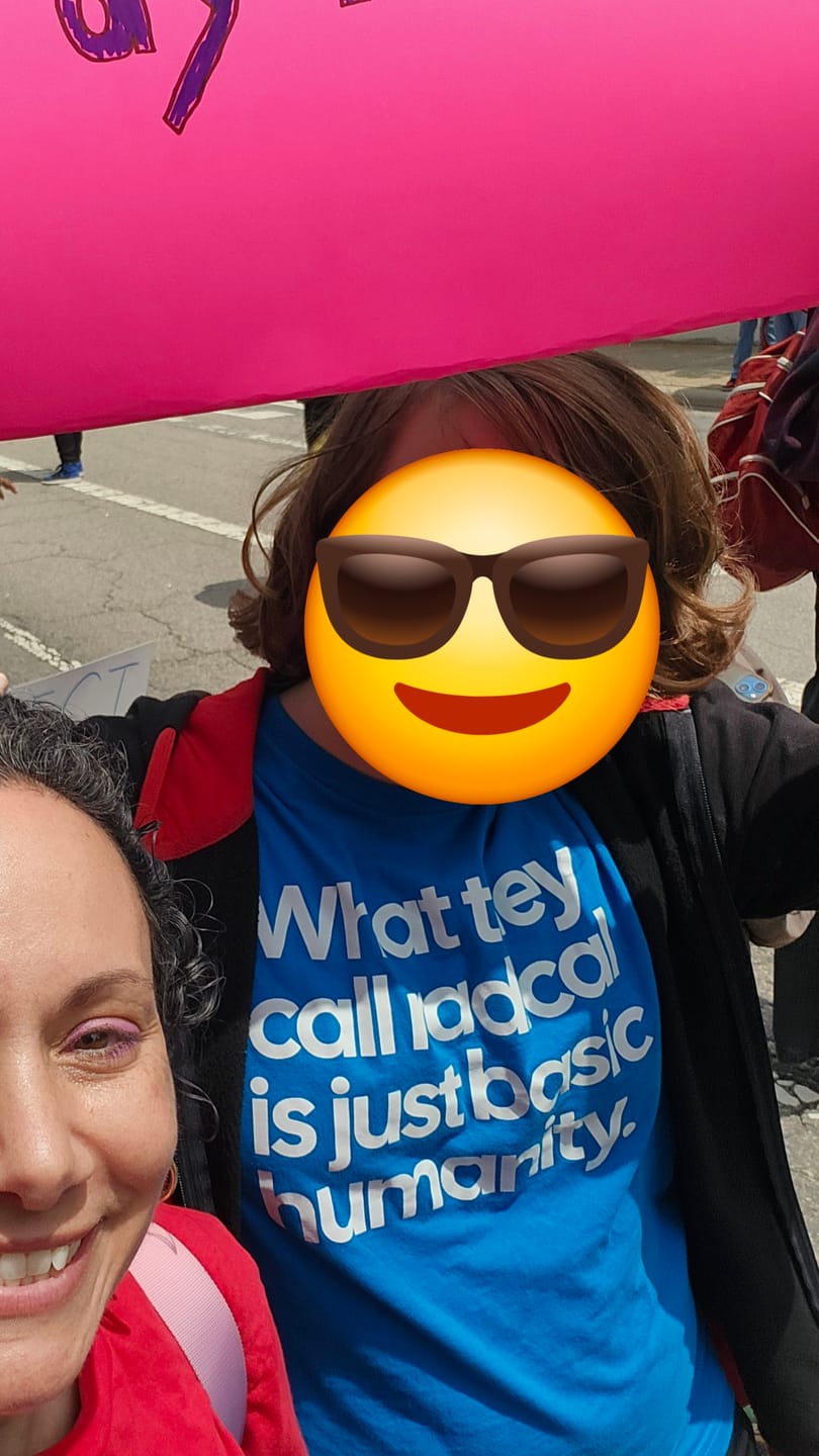 Customer photo review of What They Call Radical Is Just Basic Humanity Unisex Tee (Front and Back Design Print)