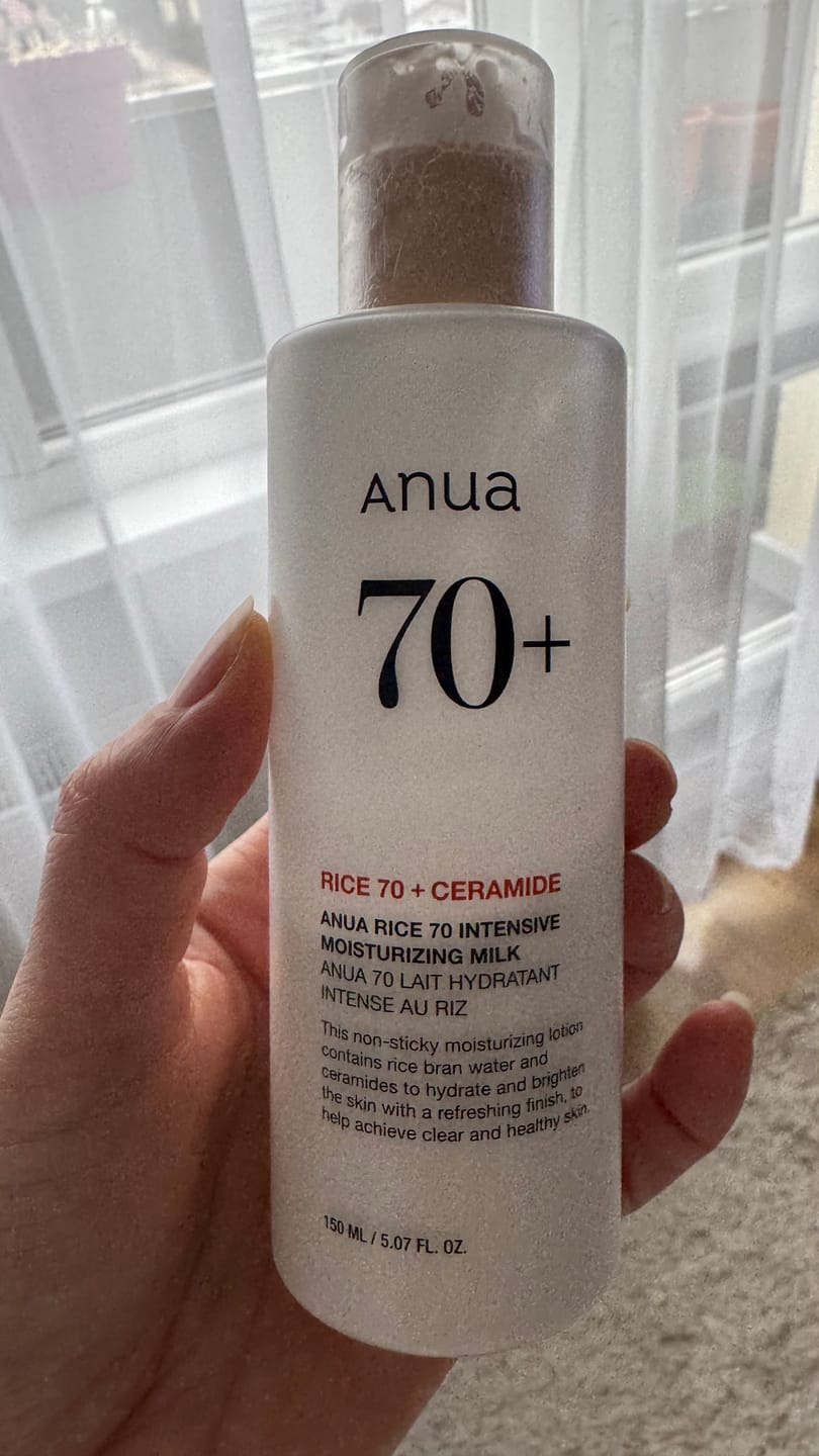 Customer photo review of Pieniņš spīduma piešķiršanai ādai ar rīsiem Anua Rice 70 Intensive Moisturizing Milk