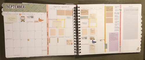 Reviewer's planner organized for September using the Banner Sticker Set to decorate and divide pages.