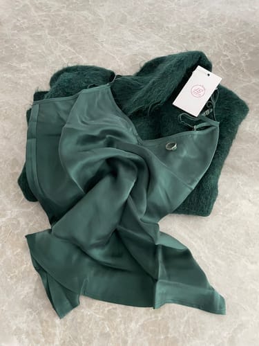 Customer photo review of 100% Mulberry Silk Camisole - Urban Green
