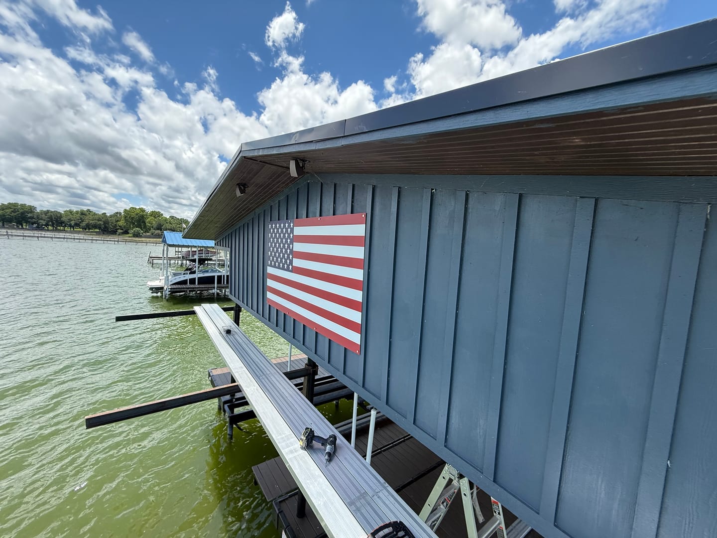 Customer photo review of Metal Large Patriotic Signs - US Flag Metal Barn Signs