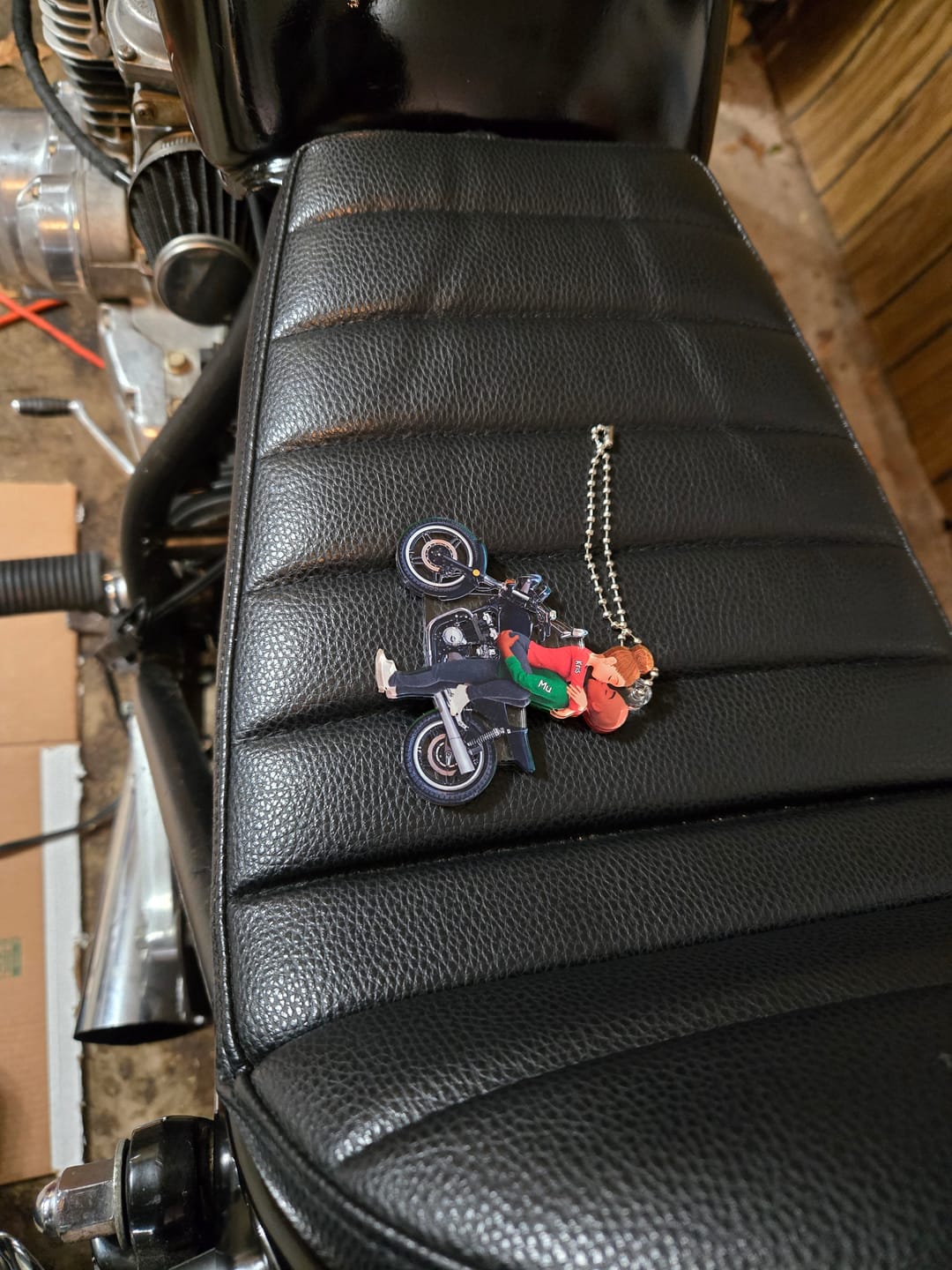 Customer photo review of Kissing Hugging Doll Motorcycle Couple - Personalized Car Ornament