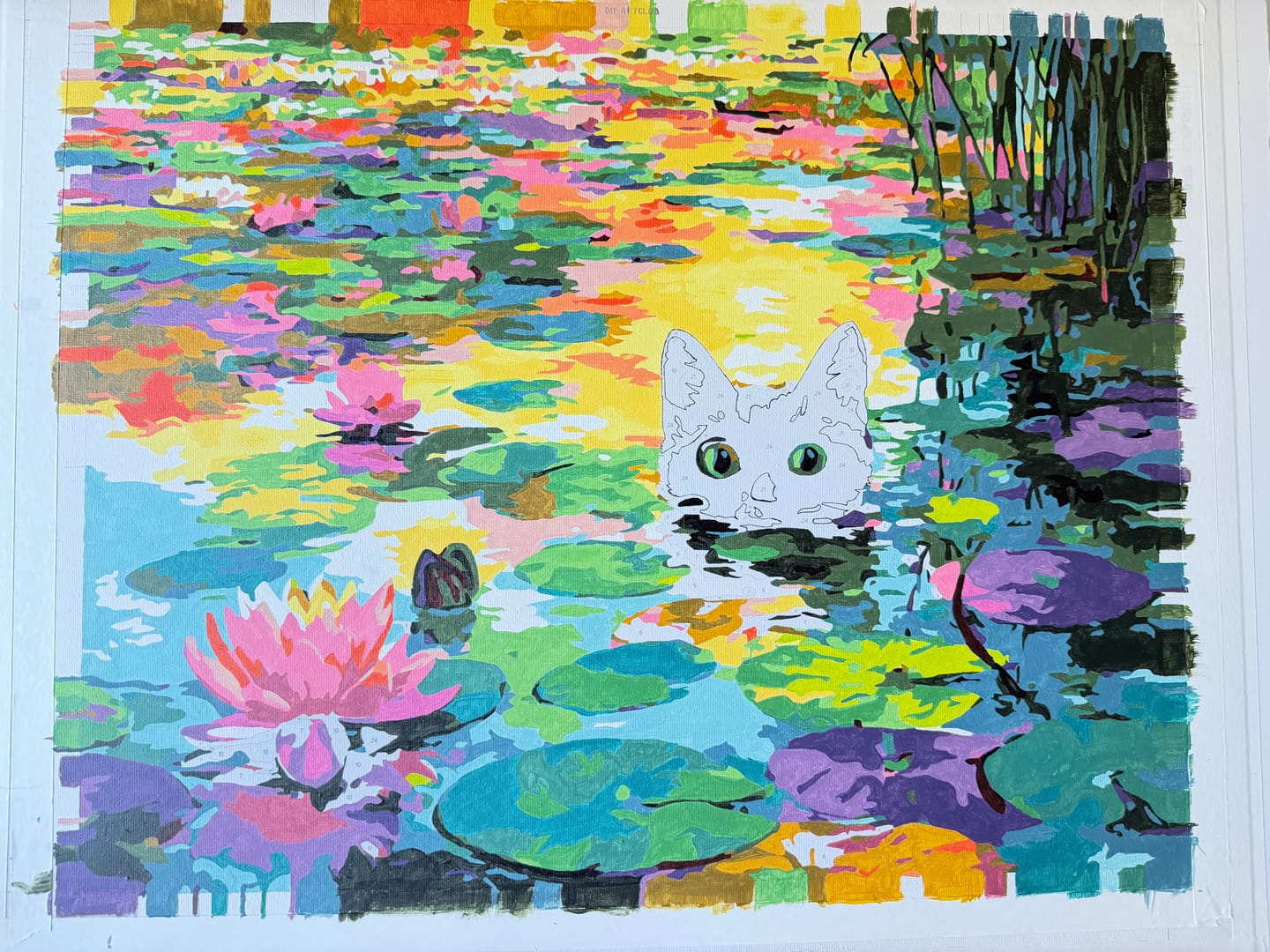 Customer photo review of A Water lilies cat | Paint by Number