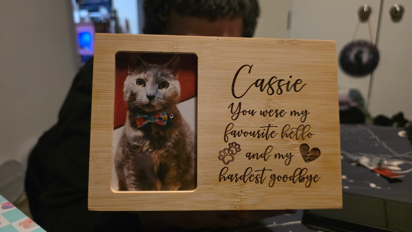 Customer photo review of Pet Memorial - You Were My Favourite Hello And My Hardest Goodbye - Personalised.
