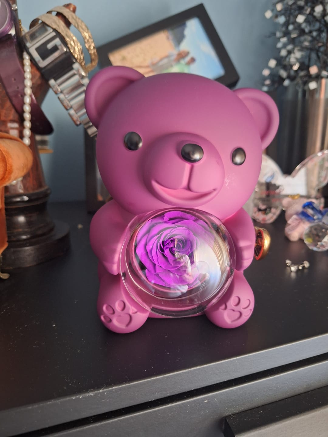 Customer photo review of Eternal Rose Bear & Personalized Necklace