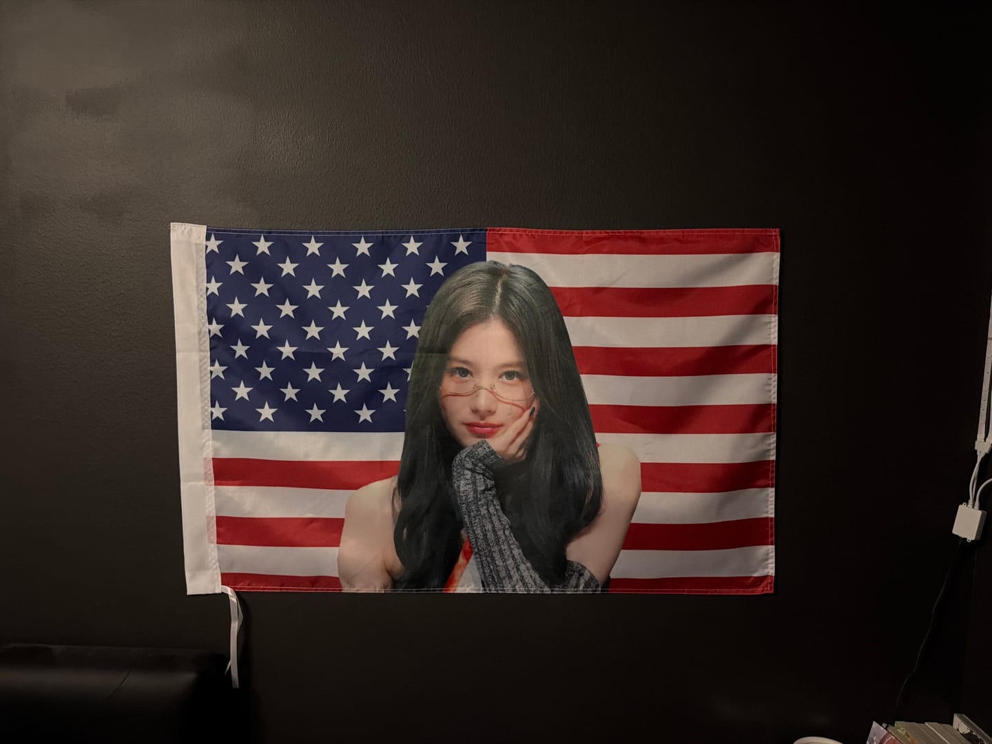 Customer photo review of Twice Sana American Flag Tapestry