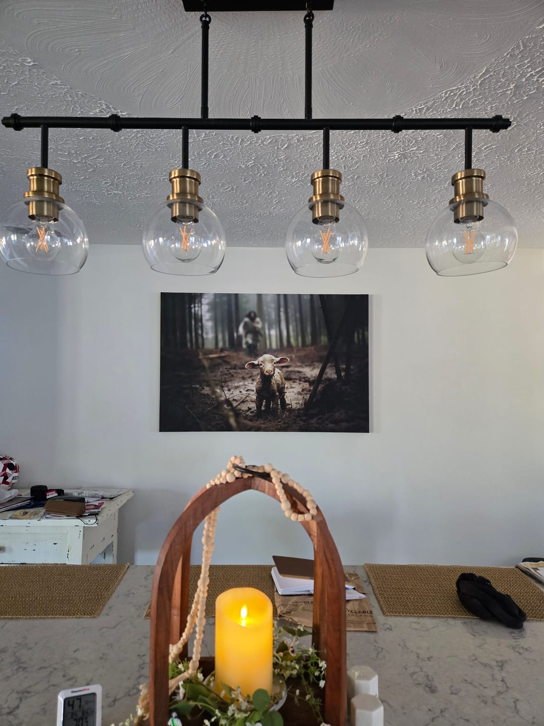 Customer photo review of Jesus Running After a Lost Lamb, Jesus and Lamb Picture, Wall Art Canvas