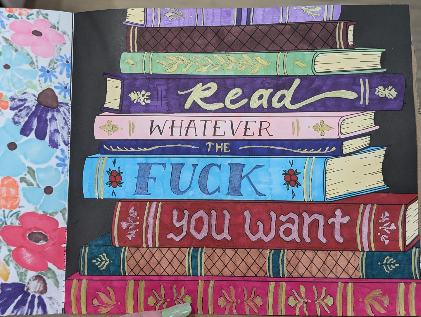 Customer photo review of the romance reader coloring book