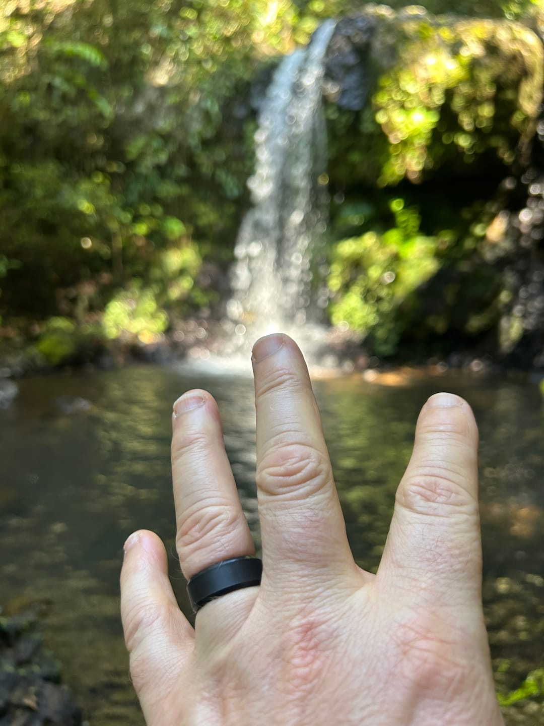 Customer photo review of Men's Tactical Silicone Rings, 9mm Wide 2.5mm Thick, Silicone wedding ring black & gunmetal color