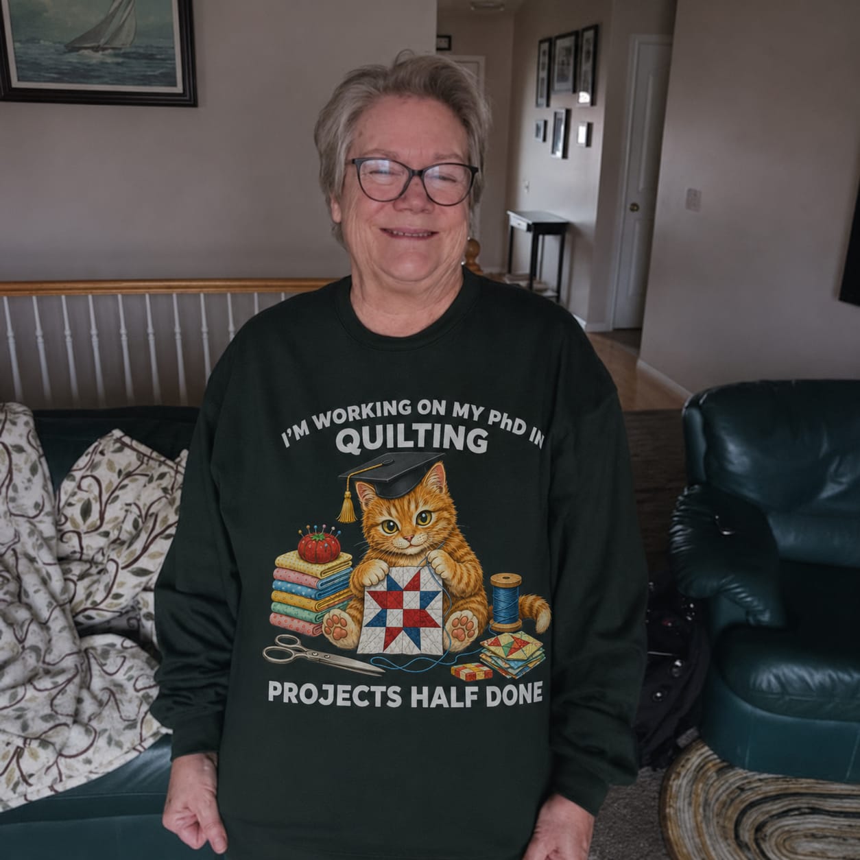 Customer photo review of Knox 1932 Sewing Machine Patent T-shirt