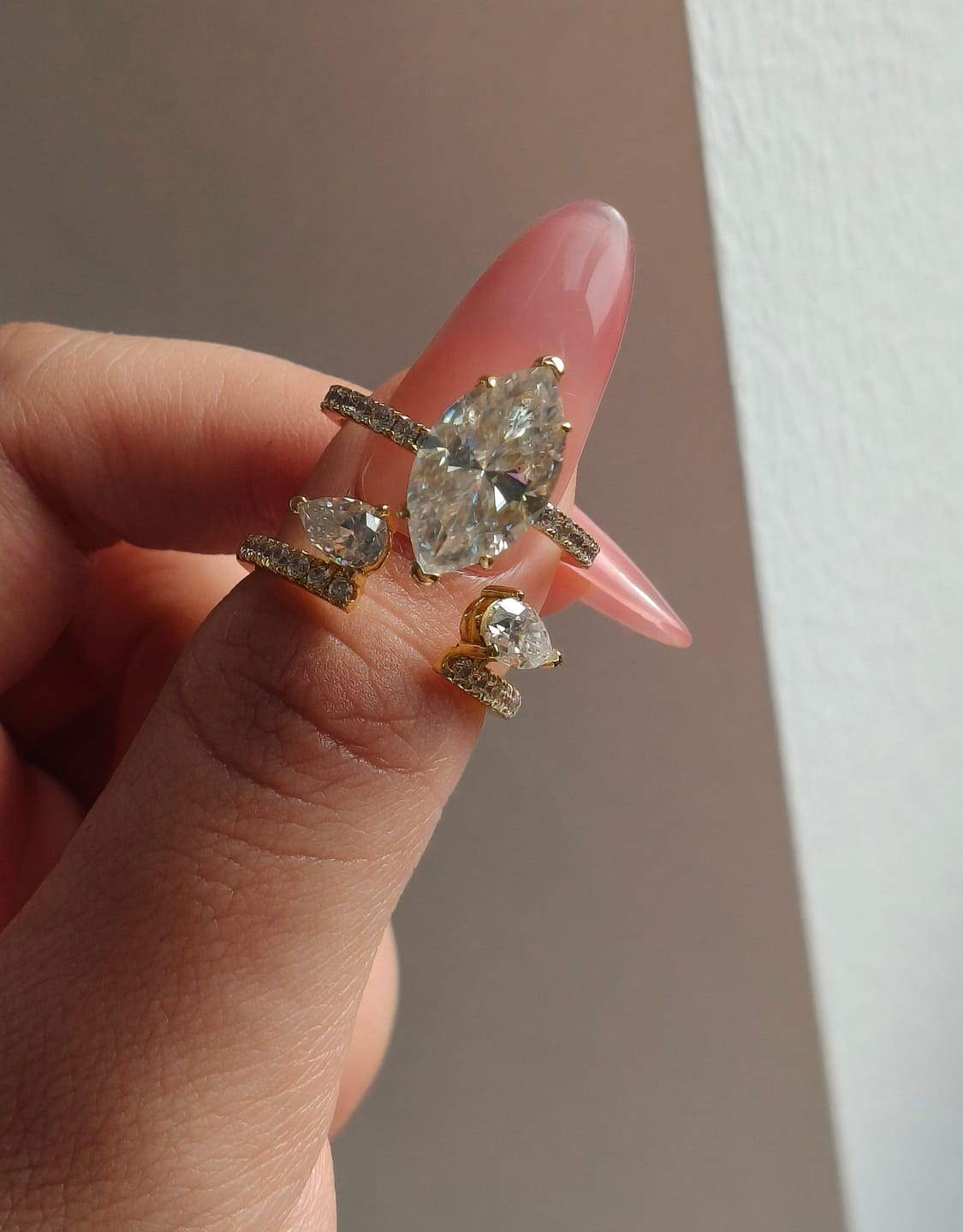 Customer photo review of S925 4.0Ct Marquise Cut Insert Wedding Ring Set For Women Stackable Ring Set In Sterling Silver