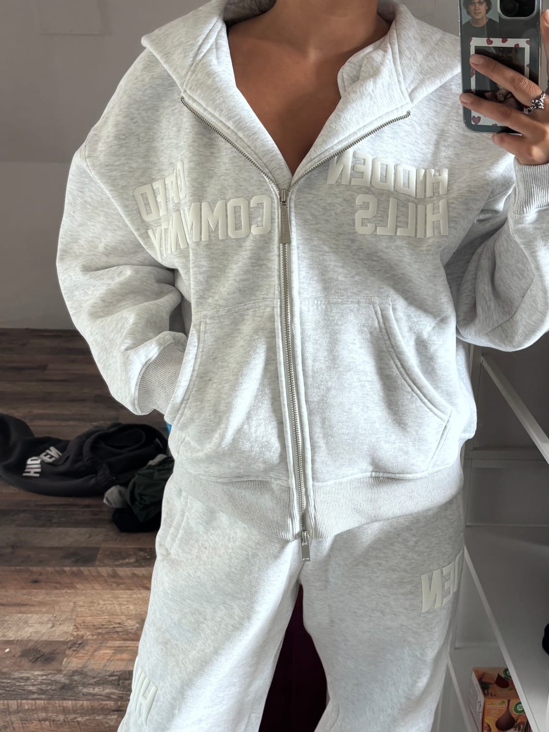 Customer photo review of GATED COMMUNITY ZIP HOODIE LIGHT GREY