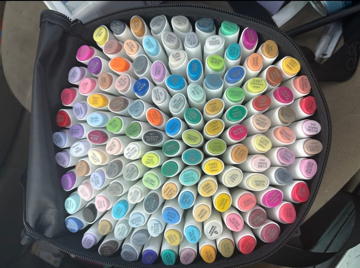 Customer photo review of Ohuhu Kaala B Dual Tips Alcohol Art Markers, Slim Broad & Mini Brush