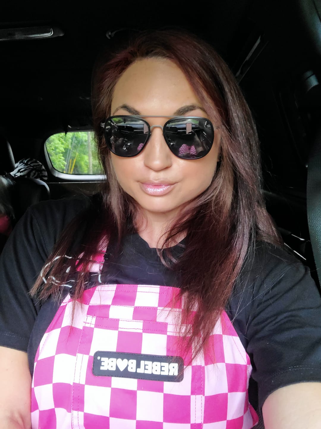 Customer photo review of Women's Overall in Bubble Gum Checkered