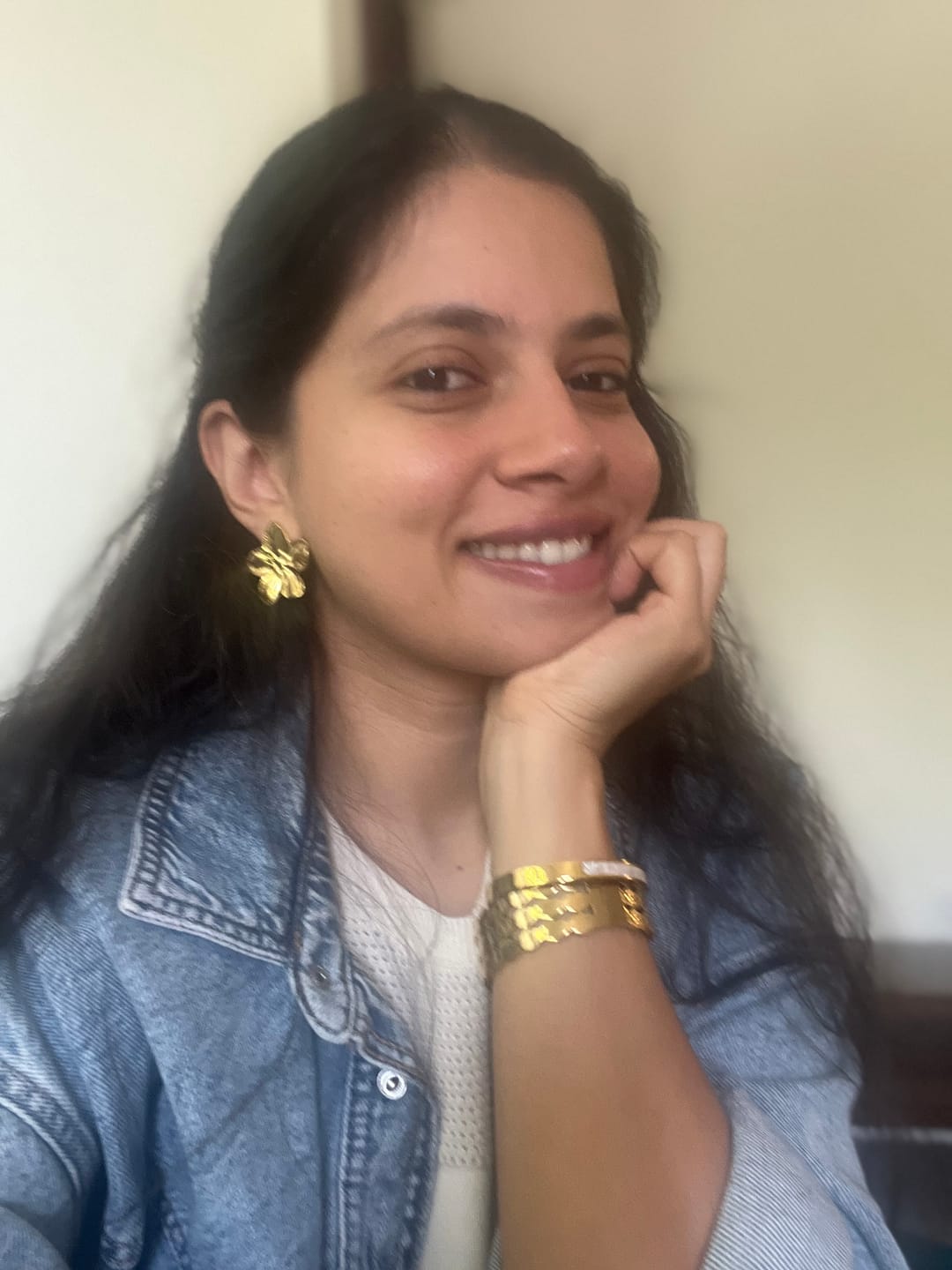 Customer photo review of Gold Blossom Earrings