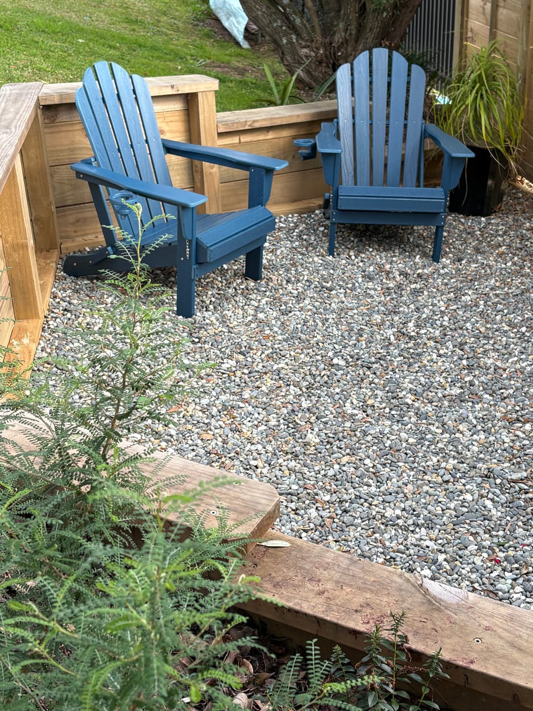 Customer photo review of Adirondack Outdoor Chair with Cup Holder - Blue