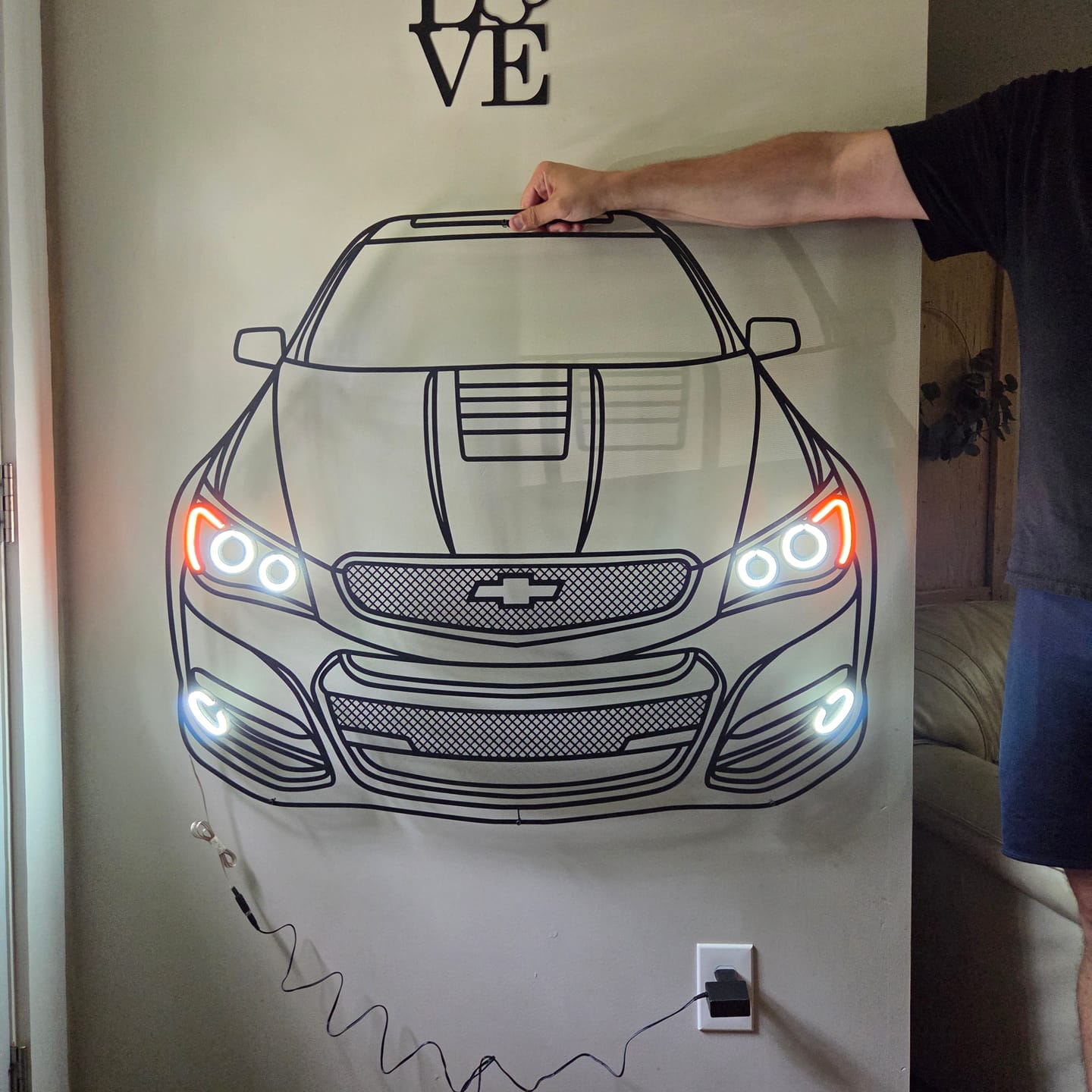 Customer photo review of Your Personalized Metal Neon Car Wall Art - MTN0112