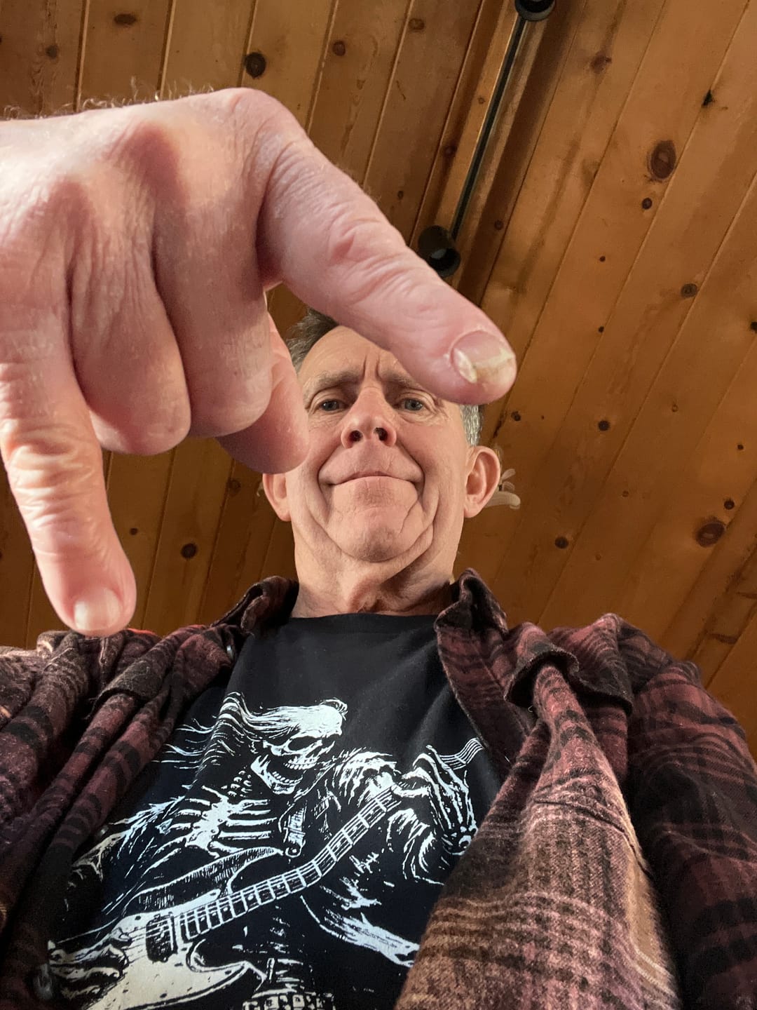 Customer photo review of Skeleton Guitar T-Shirt