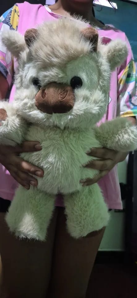 Customer photo review of La peluche vache qui court quand on l’agite | Floomie®