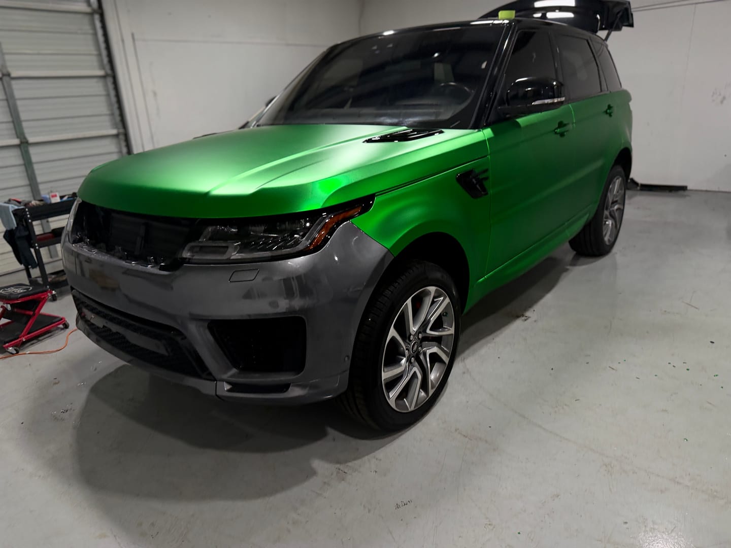 Customer photo review of Satin Chrome Metal Green Vinyl Wrap