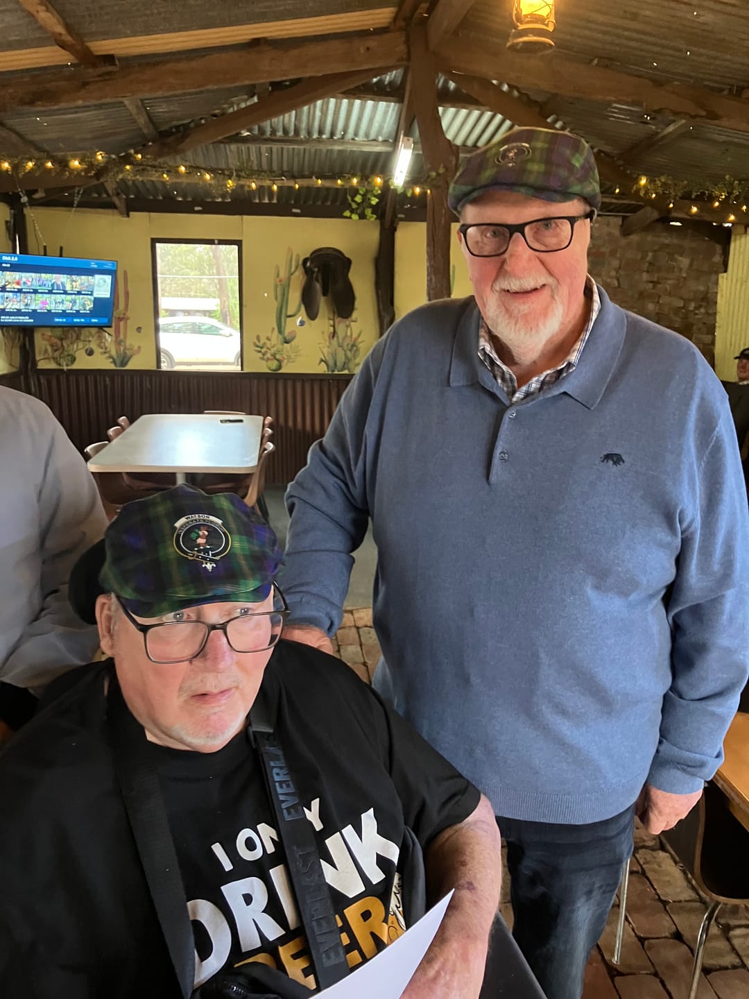 Customer photo review of Watson Family Crest Tartan Jeff Cap, Tartan Flat Cap