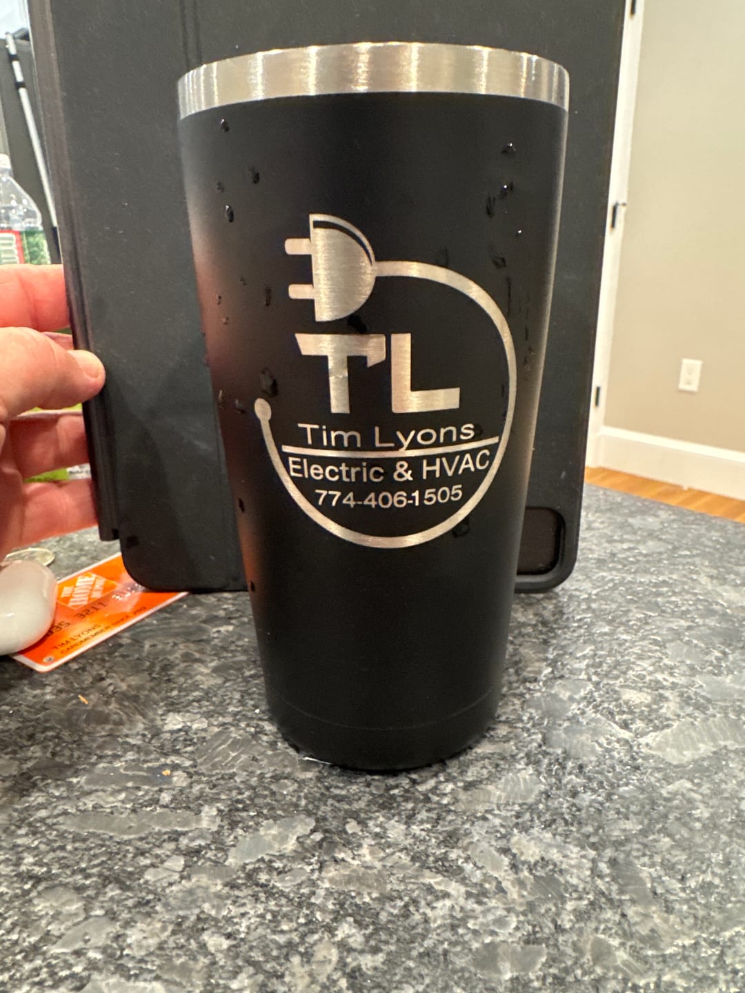 Customer photo review of 2 for $20 - Custom 20 oz Tumbler with your Business Logo Engraved - Great Sample Before Bulk Volume Order | Every 1 cart qty = 2 tumblers