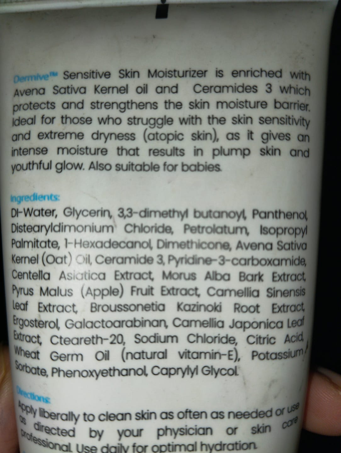 Customer photo review of Dermive Sensitive Moisturizer
