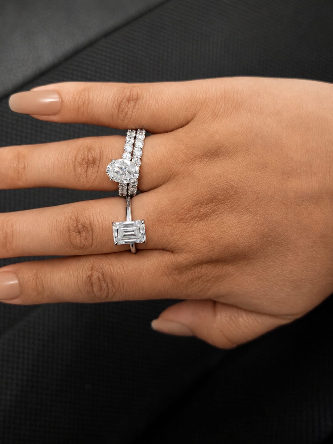 Customer photo review of S925 Moissanite 3.0Ct Oval Cut White Gold Wedding Ring Set For Women