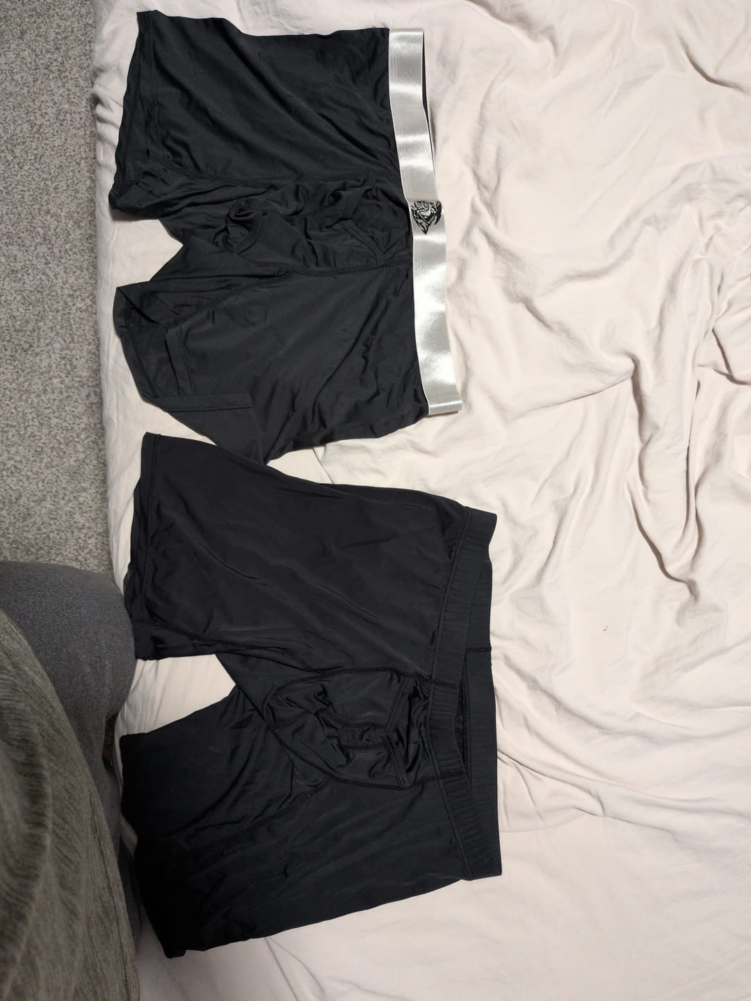 Customer photo review of Nylon Mesh 7in Boxer Briefs V Fly 4pk Black/Denim/Gunmetal/Wineberry