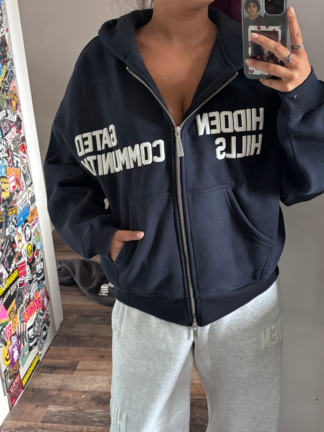 Customer photo review of GATED COMMUNITY ZIP HOODIE NAVY