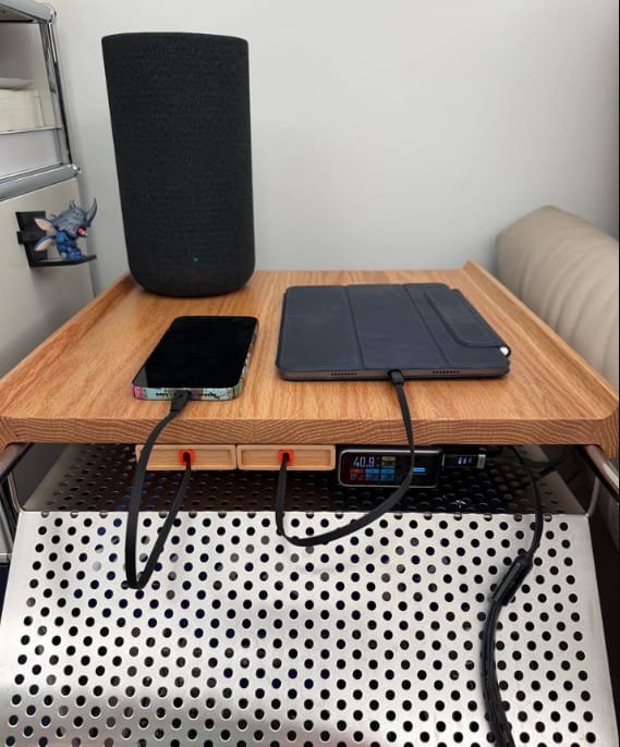 Customer photo review of Wooden Retractable Charging Cable For Desk
