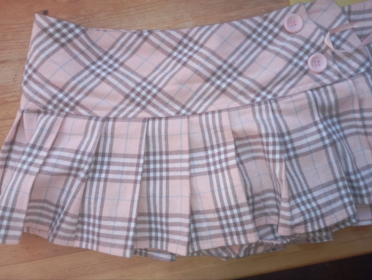 Customer photo review of Girly Plaid Pleated Mini Skirt (Pink)