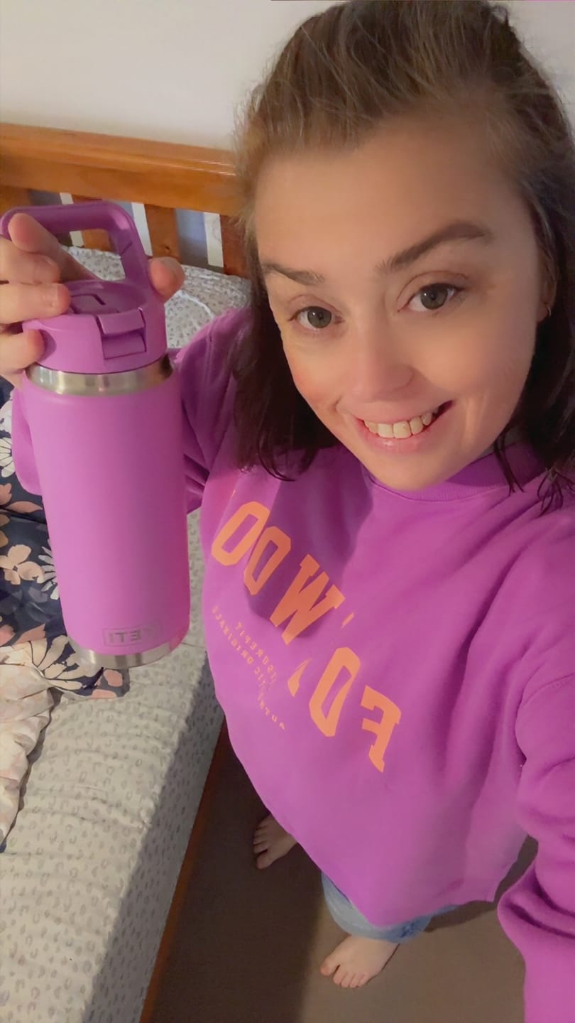 Customer photo review of Interval Crew in Purple/Orange - Foxwood