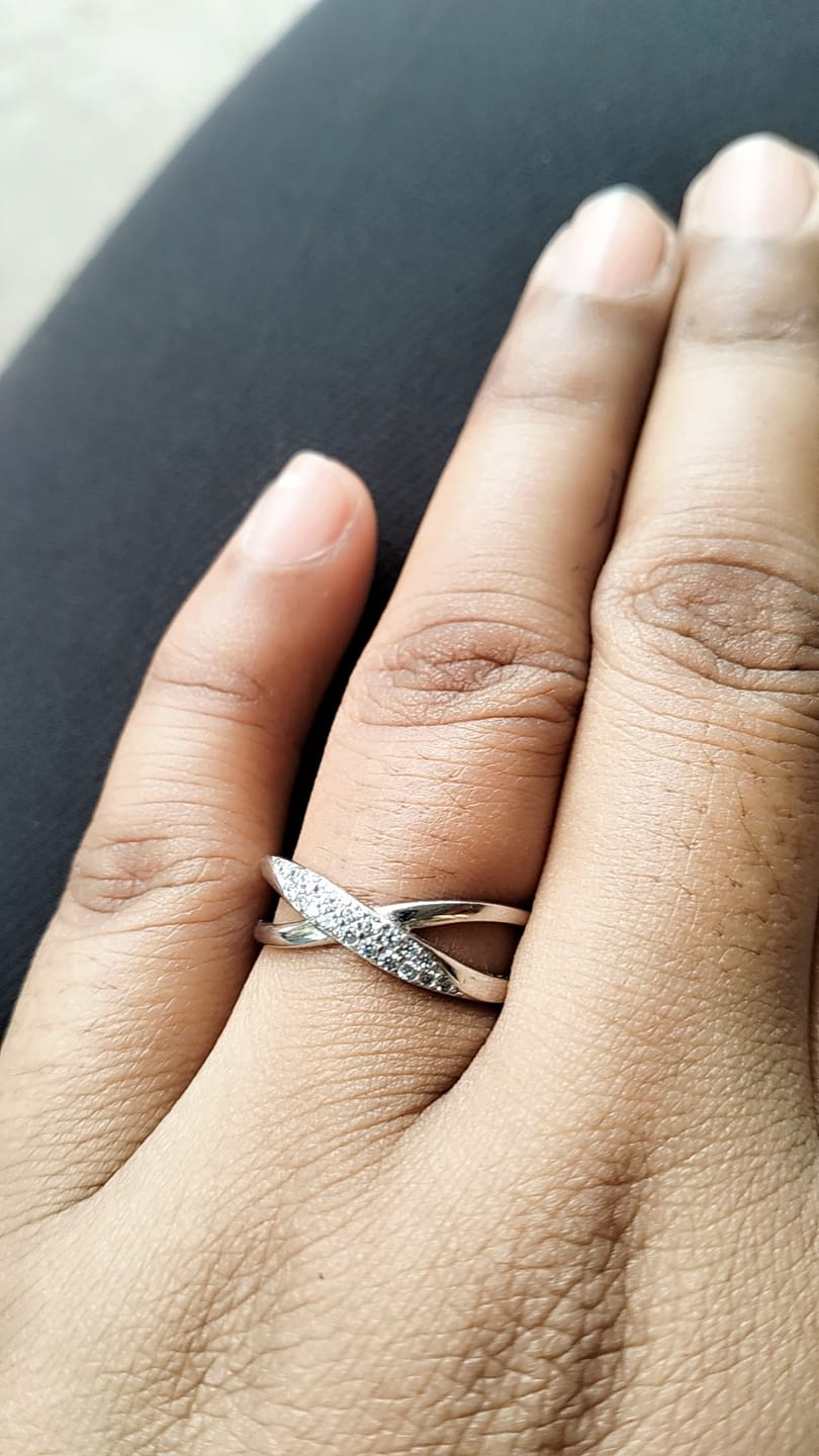 Customer photo review of Silver Merging Orbits Ring