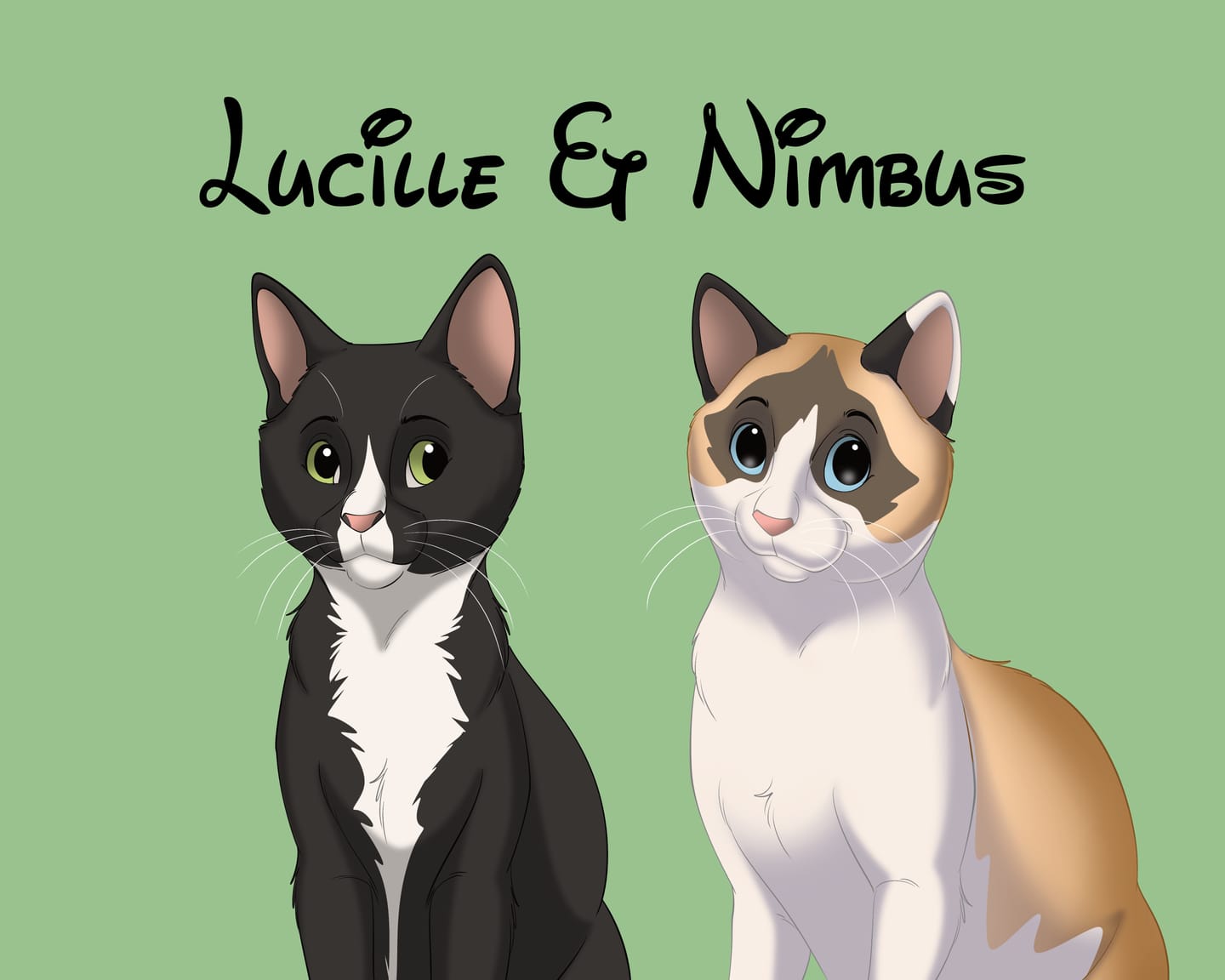 Customer photo review of Custom Hand-Drawn Cartoon Pet Portrait