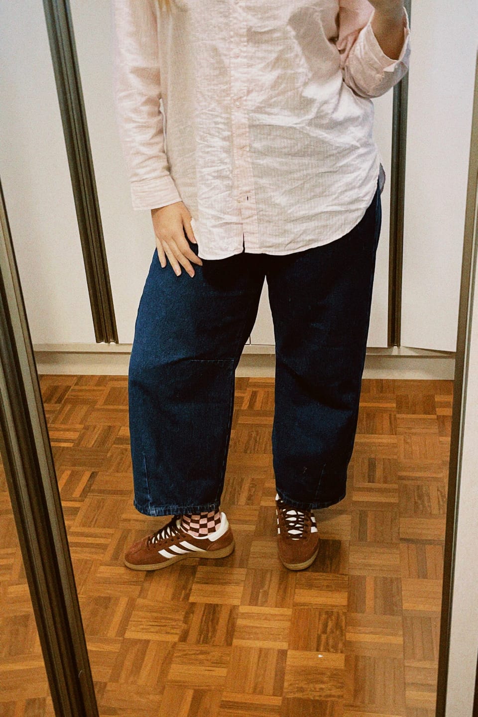 Customer photo review of Calça Jeans Balloon Baobá Azul Escuro