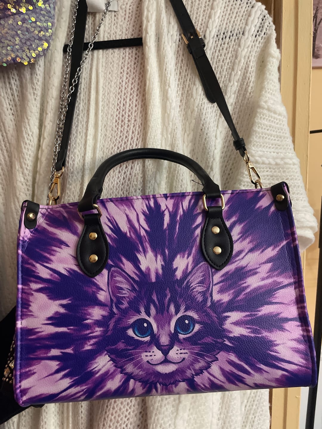 Customer photo review of PURPLE AURA CAT LEATHER HANDBAG - TYPQ13042611