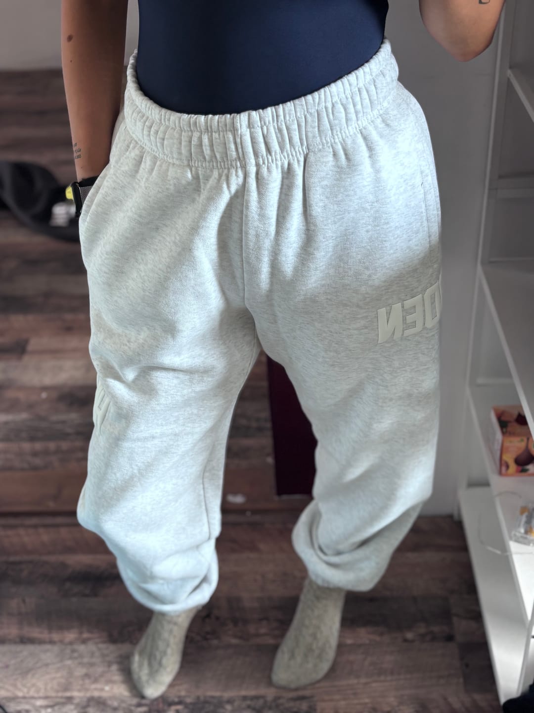 Customer photo review of GATED COMMUNITY CUFFED SWEATPANTS LIGHT GREY