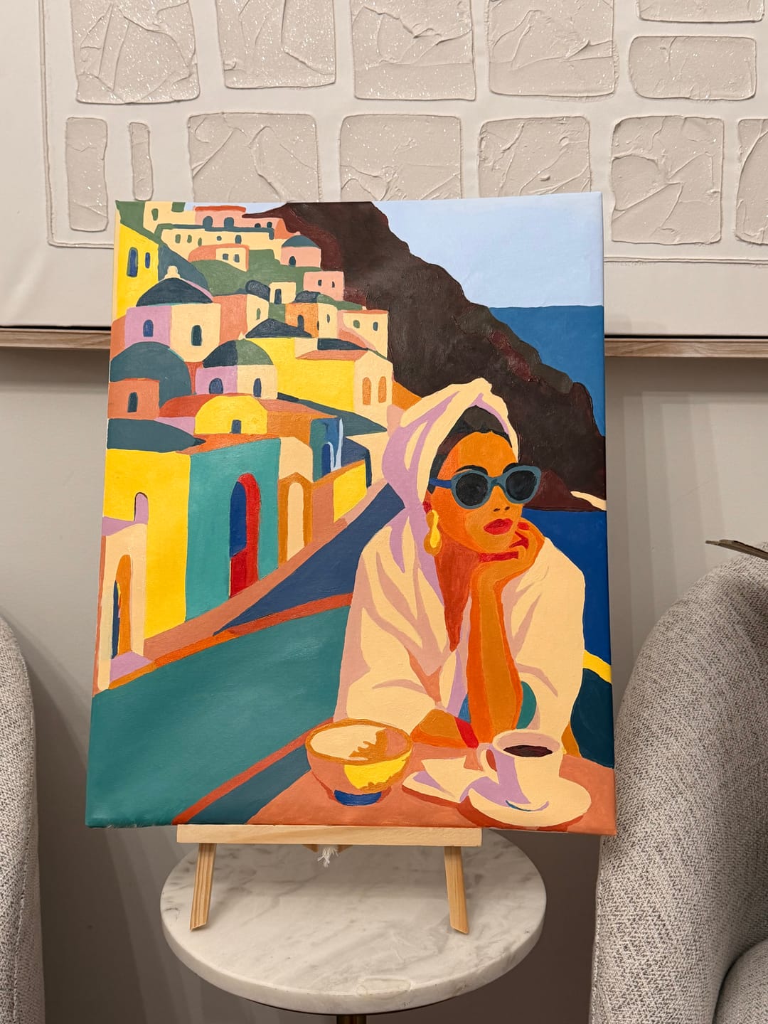 Customer photo review of Lady in Santorini  | Paint by Numbers
