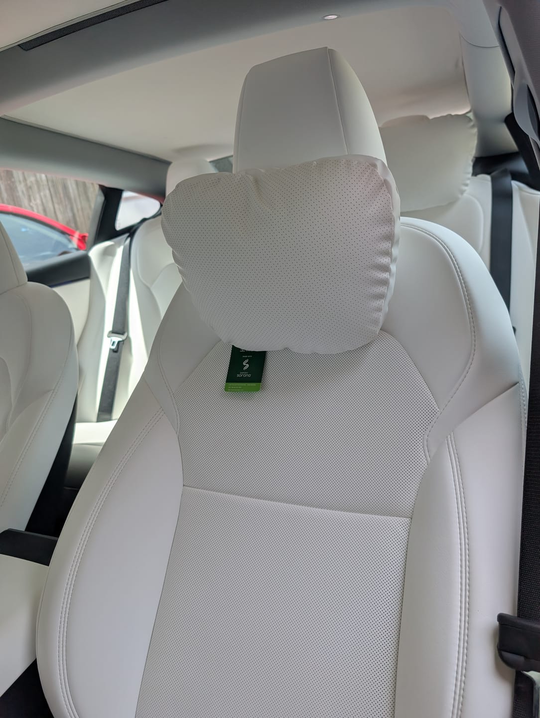 Customer photo review of Leather Headrest Pillow for Model 3/Y/S/X(Filled With Dupont™ Sorona® Sustainable Bio Padding)