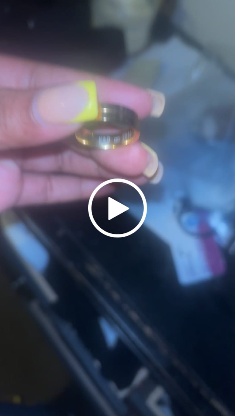 Customer video review of Silver Titanium Wedding Band W/ 9 CZ Diamond Inlay High Polish 6mm