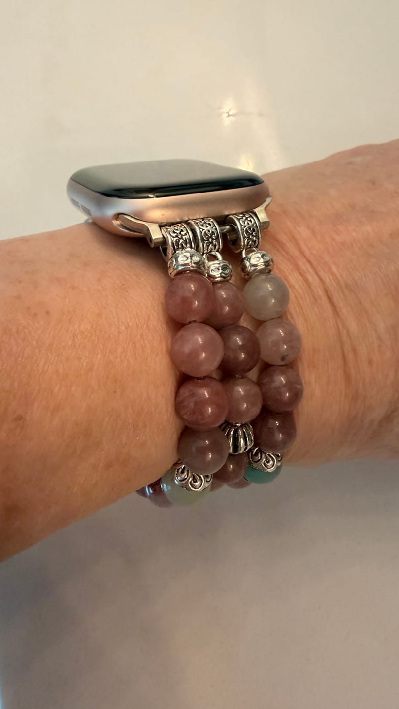 Customer photo review of Dusky Rose Stretch Apple Watch Strap