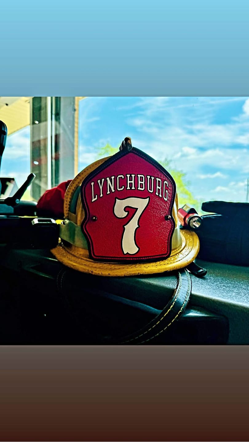 Customer photo review of Classic Leather Firefighter Helmet Shield