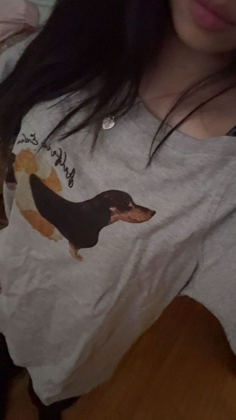 Customer photo review of Aelfric Eden Dachshund Off-The-Shoulder Tee