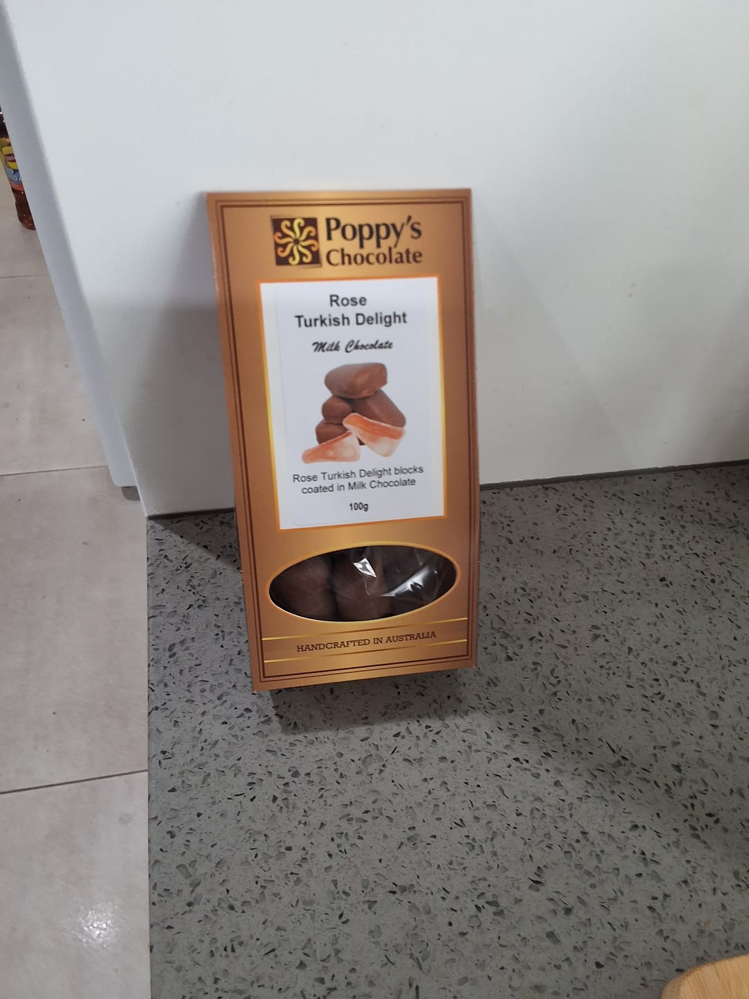 Customer photo review of Chocolate Coated Rose Flavoured Turkish Delight Milk Chocolate 100g