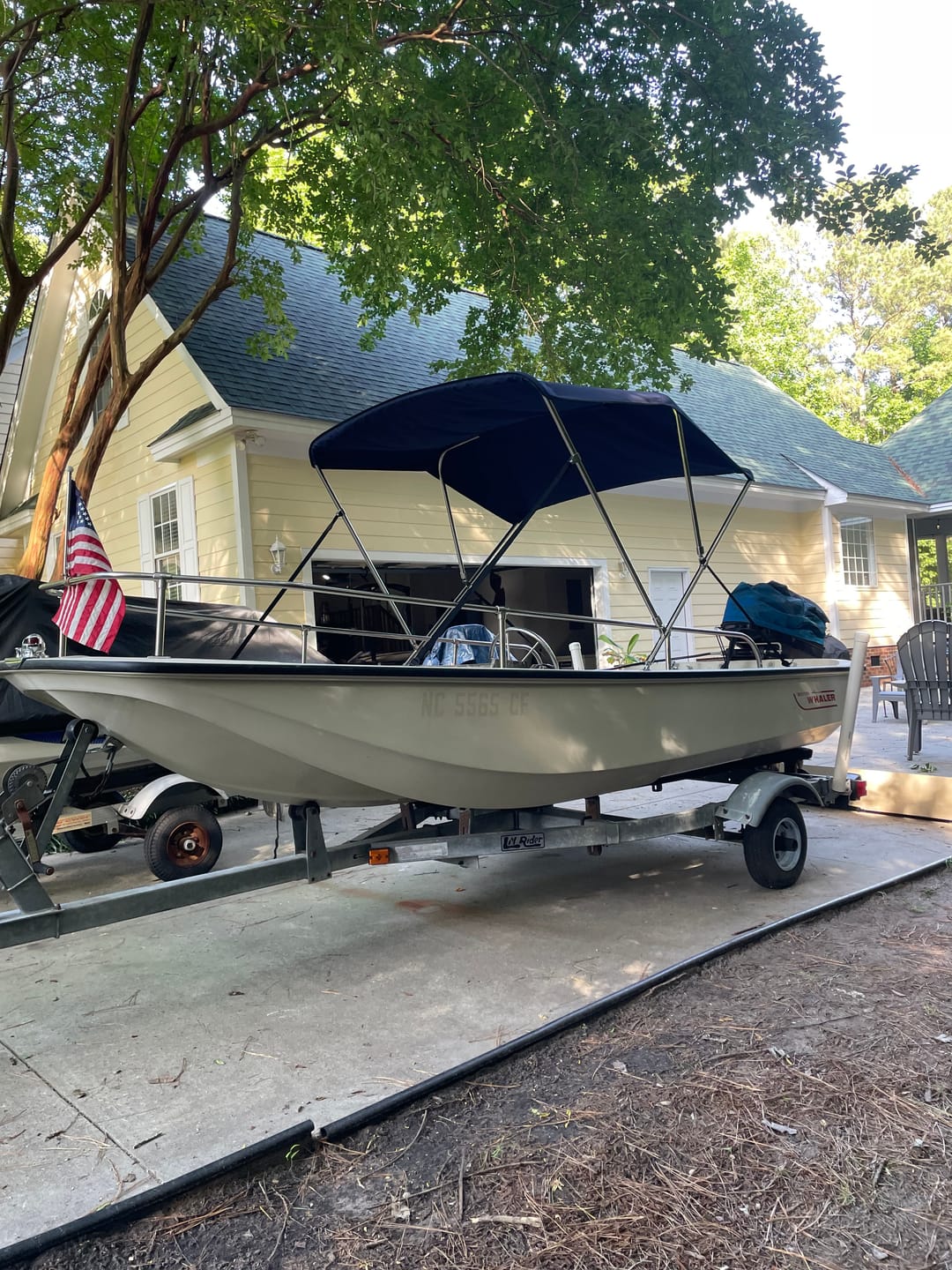 Customer photo review of Stainless Bimini Top - Fits Boston Whaler 13, 15, 17 Classics And 130 Sport
