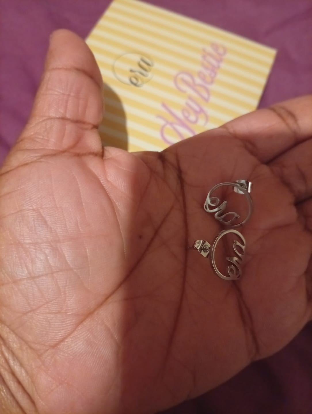 Customer photo review of Silver Era Logo Studs